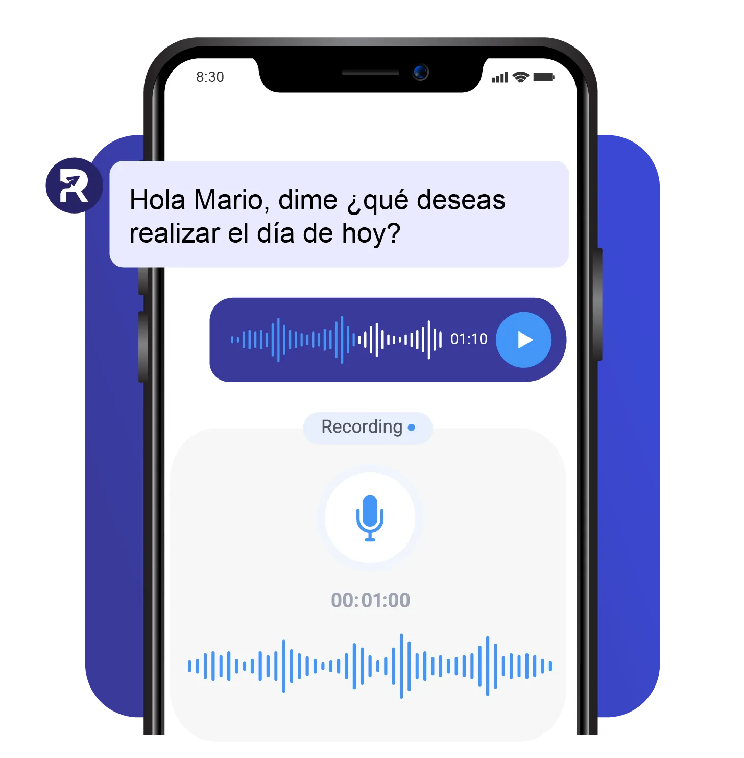 Pantalla de RemesasIA grabando la orden por voz