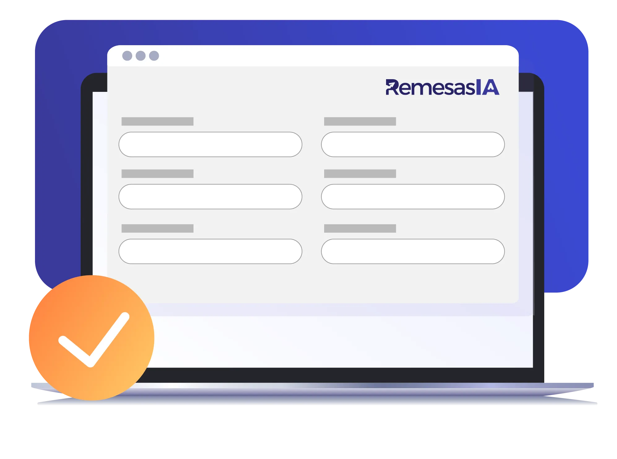 Formulario de enrolamiento de RemesasIA en una computadora portátil